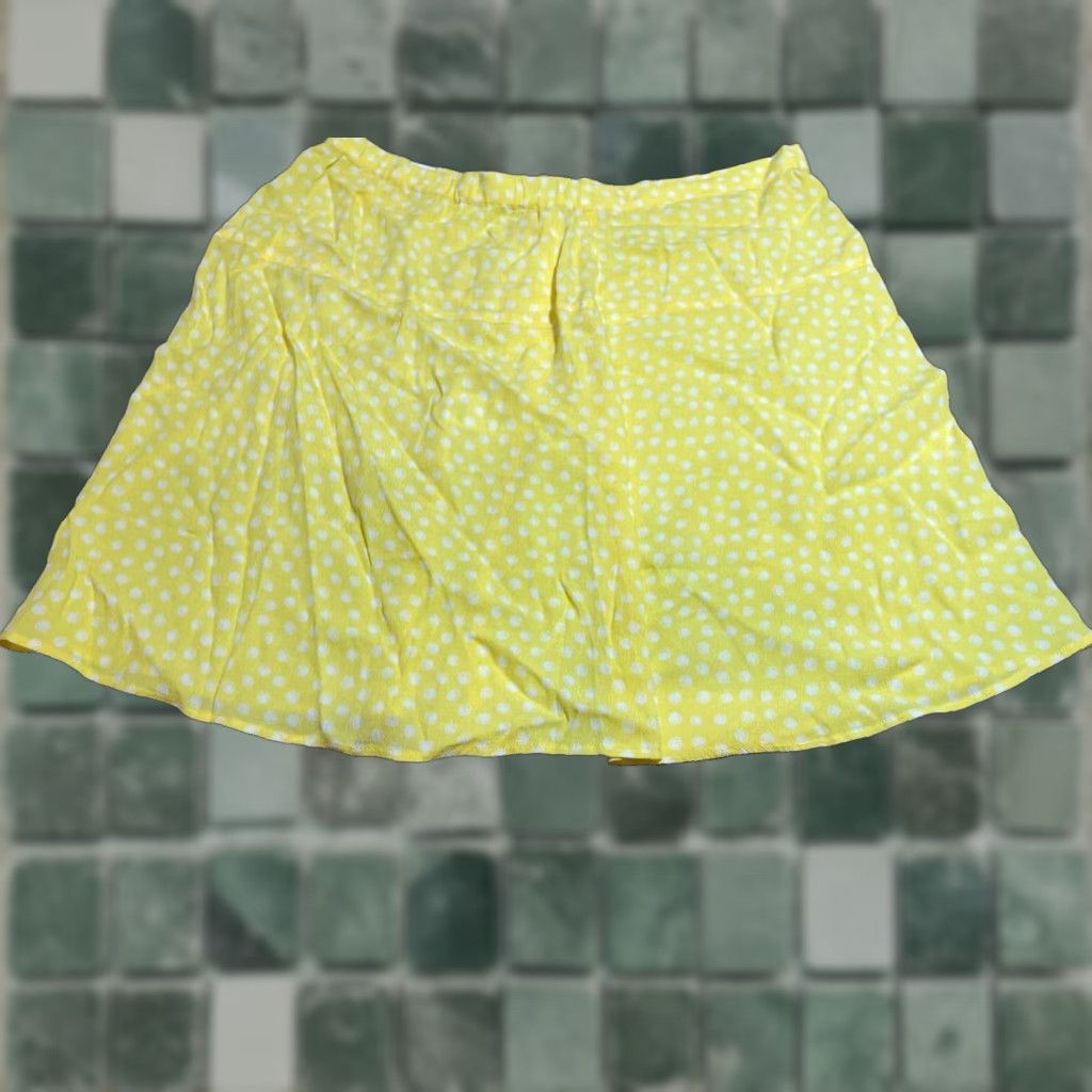 Vintage VINTAGE Free Assembly Skirt Womens L Yellow White Polka Dots Mini Short Polka Dot Womens Size 36" / US 14 / IT 50 - 1 Thumbnail