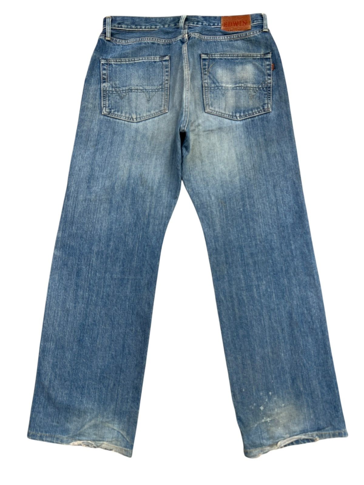 Edwin Vintage Edwin 505 Selvedge Distressed Denim Jeans 35x31 Size US 35 - 3 Thumbnail