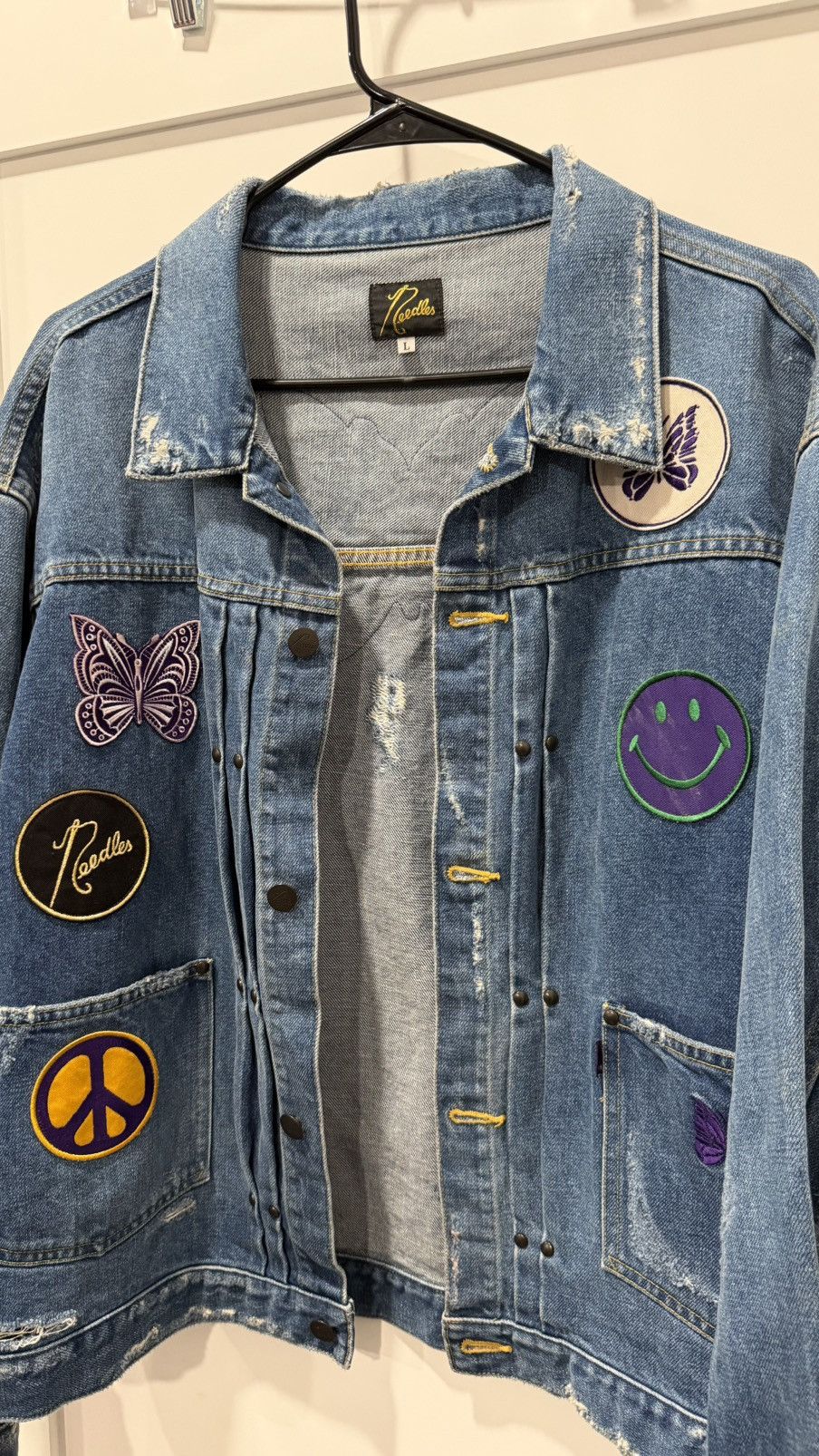 Needles NEEDLES “DENIM LOGO PATCHWORK TRUCKER JACKET” Size US L / EU 52-54 / 3 - 5 Thumbnail