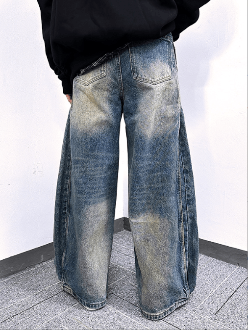 Japanese Brand Distressed washed loose wide-leg scimitar jeans Size US 32 / EU 48 - 4 Thumbnail