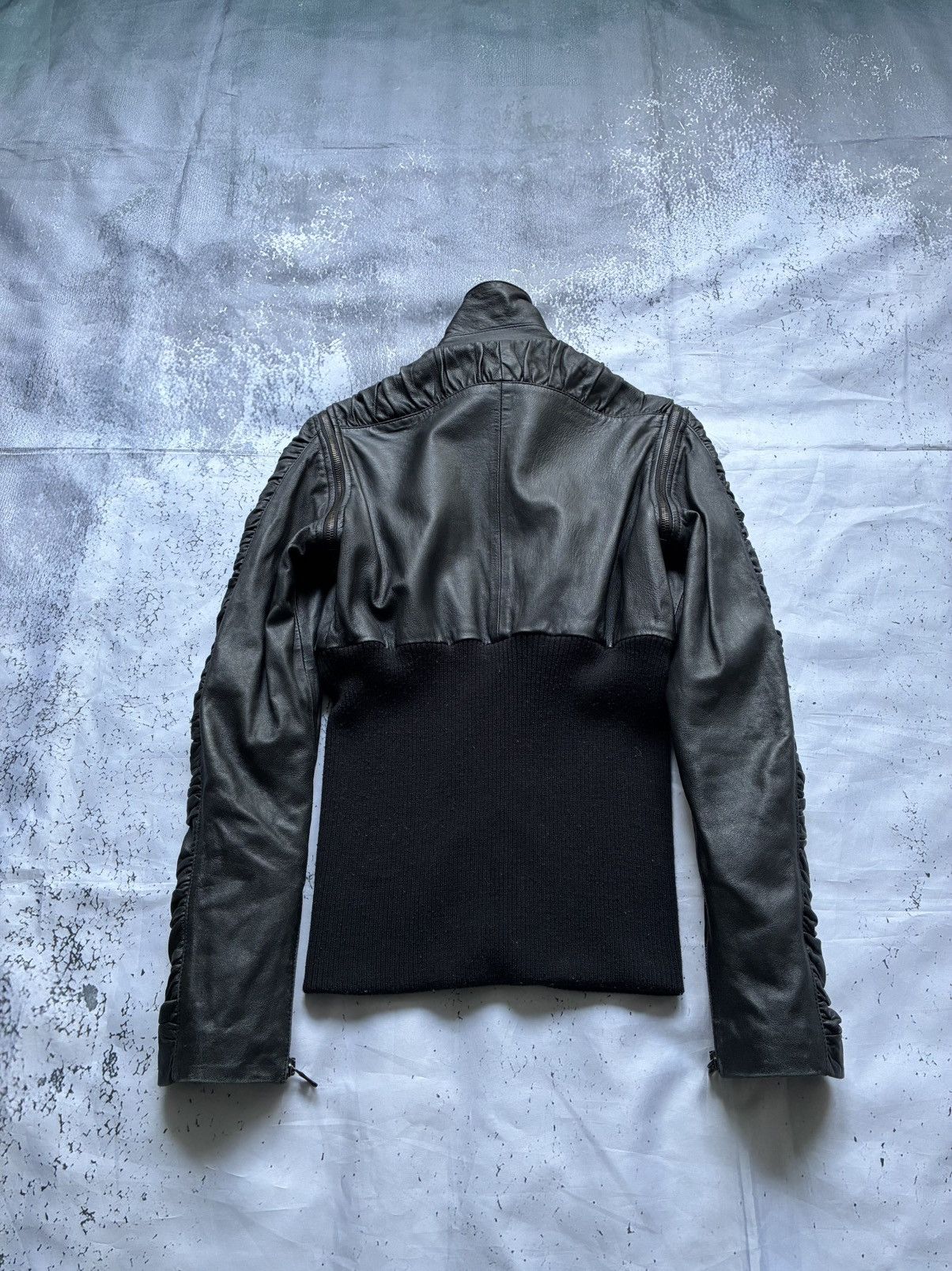 Dolce & Gabbana 2000s Dolce & Gabbana Plissé Hybrid Leather Jacket Size US XS / EU 42 / 0 - 3 Thumbnail