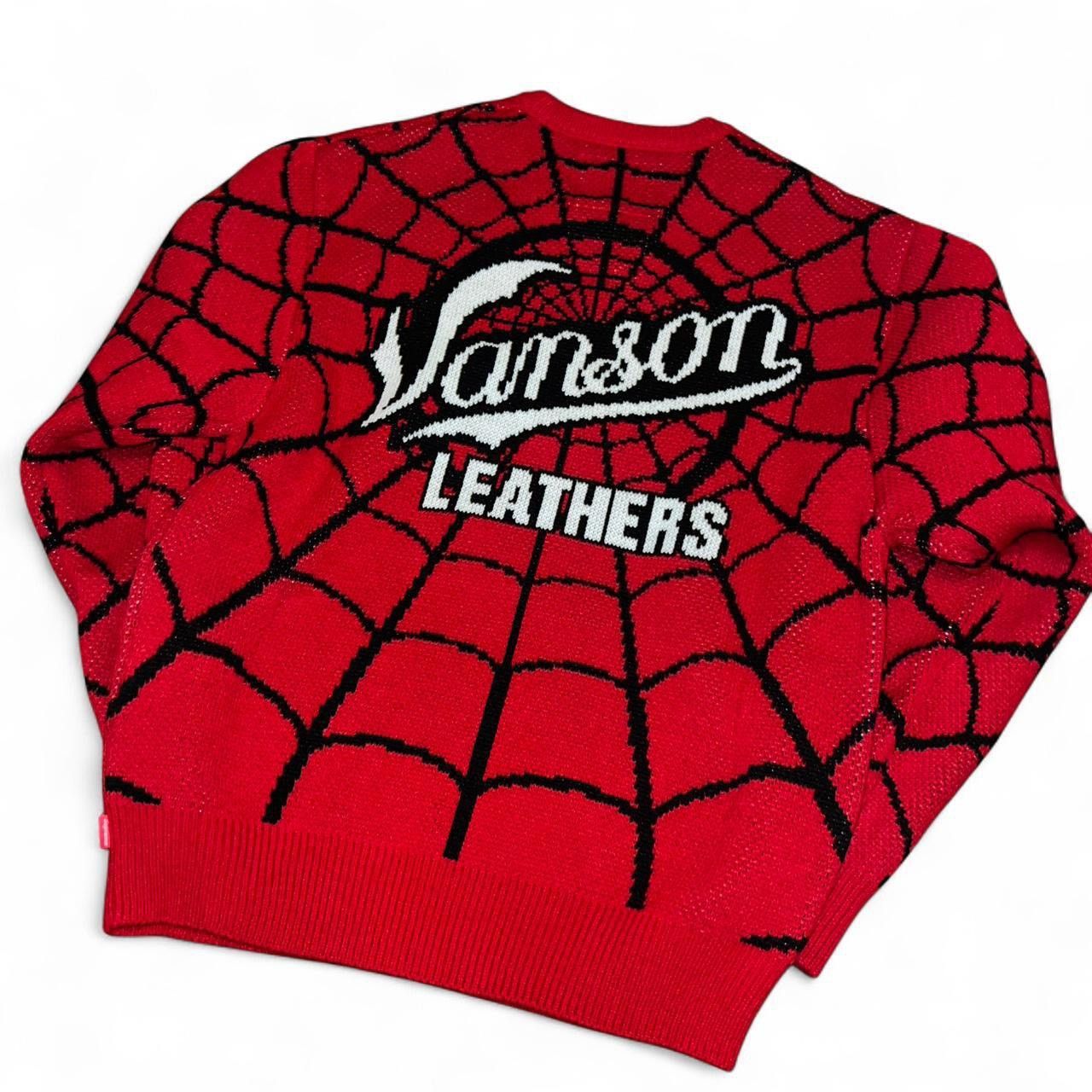 Supreme Supreme Vanson Leathers Spiderman Sweater Red Size Small Size US S / EU 44-46 / 1 - 4 Thumbnail