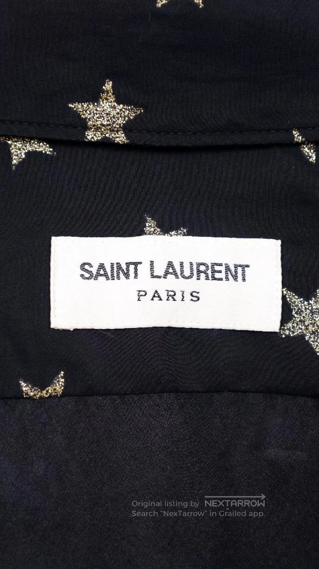 Saint Laurent Paris YSL Black Silk Gold Star Shirt. Size XS / US 0-2 / IT 36-38 - 9 Thumbnail