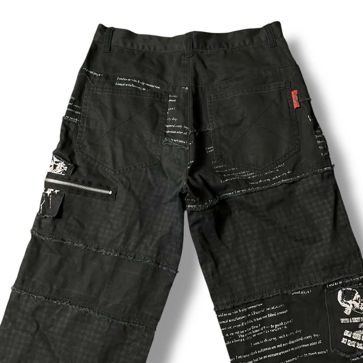 If Six Was Nine × Japanese Brand × Yasuyuki Ishii 🇯🇵☠️ MAD PUNK WORDING PATCHES SEDITIONARIES GOTHIC PANTS Size US 29 - 15 Thumbnail