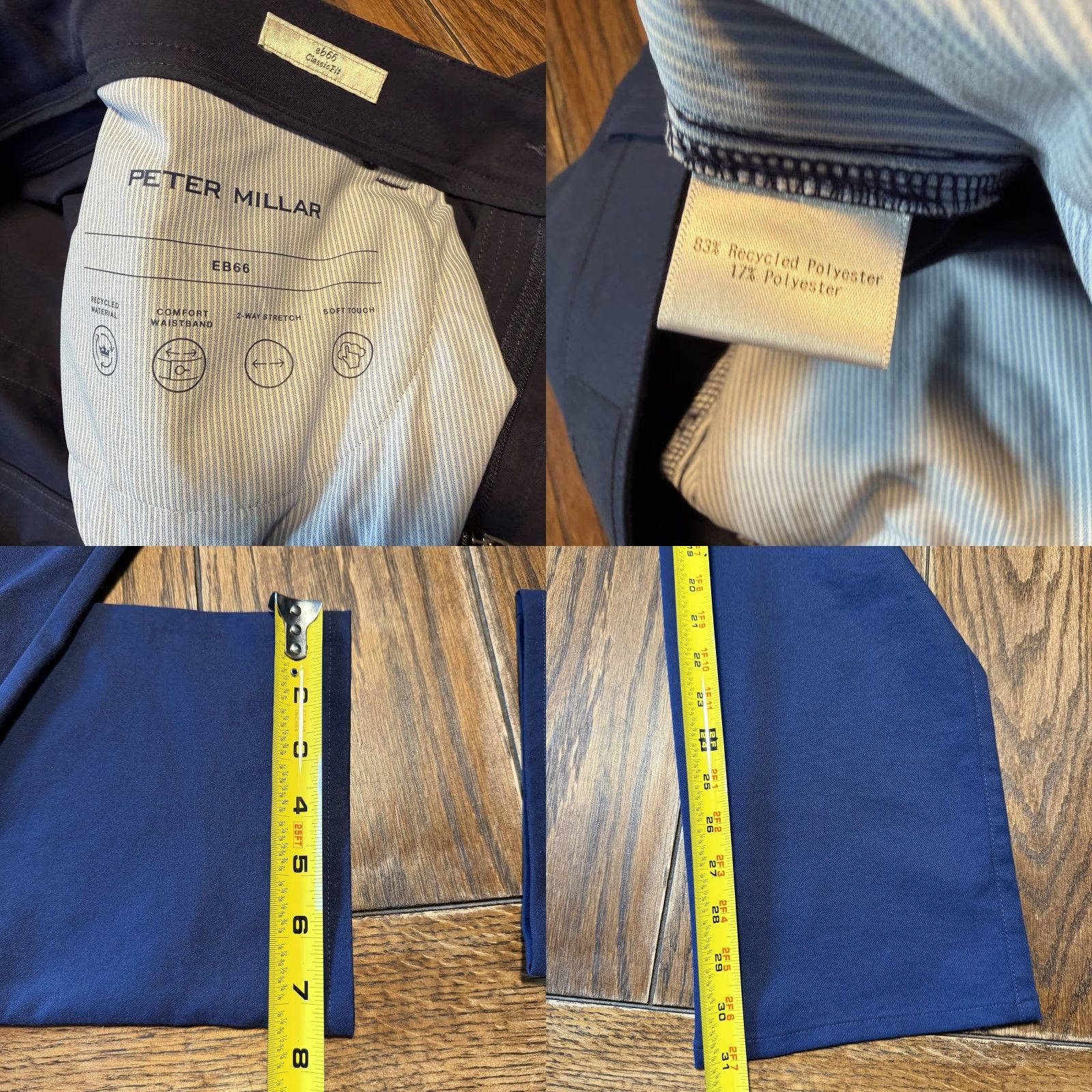 Peter Millar Peter Millar Crown Sport Mens Chino Golf Pants Straight Leg Flat Front Blue 35x30 Regular Menswear Golf Size US 35 - 9 Thumbnail