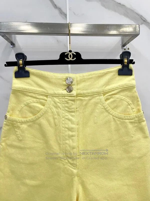Chanel Chanel Spring Autumn Yellow Cotton Pants . Size 23" - 2 Thumbnail