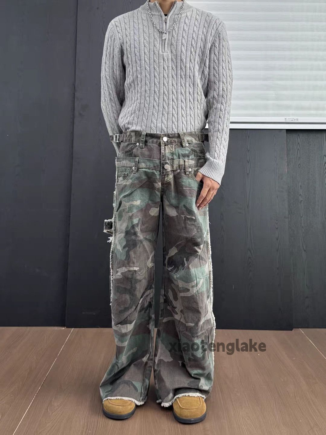 zx vintage loose baggy wide Leg carpenter camo pants