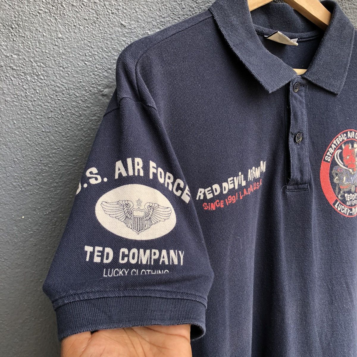 Japanese Brand TED COMPANY Red Devil Airman Polo Tshirt Size US L / EU 52-54 / 3 - 10 Thumbnail