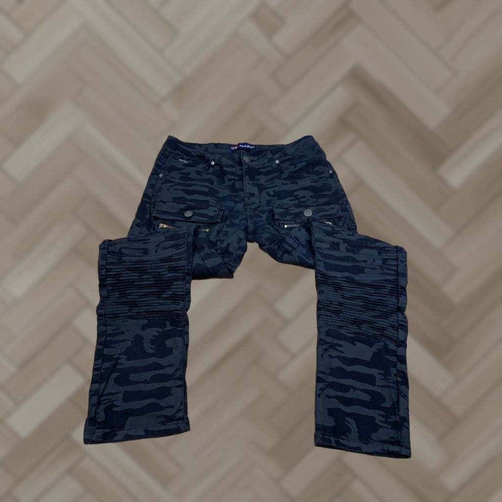 Phat Farm VINTAGE Phat Farm Pants Skinny Mens 30x28 Black Camo Stretch Y2K 2000s Cargo 11516 Size US 30 / EU 46 - 1 Thumbnail