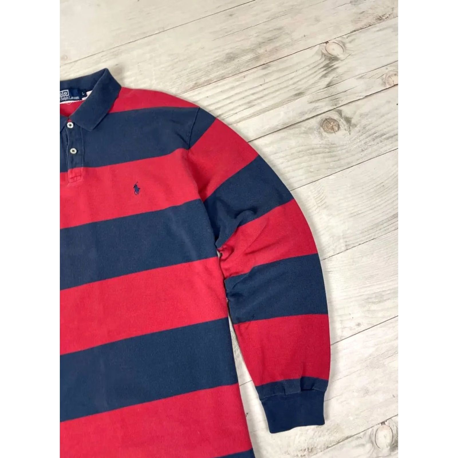 Polo Ralph Lauren VINTAGE Polo Ralph Lauren Long Sleeve Shirt Rugby Striped Men Size L Red (90s) Mens Size US L / EU 52-54 / 3 - 4 Thumbnail