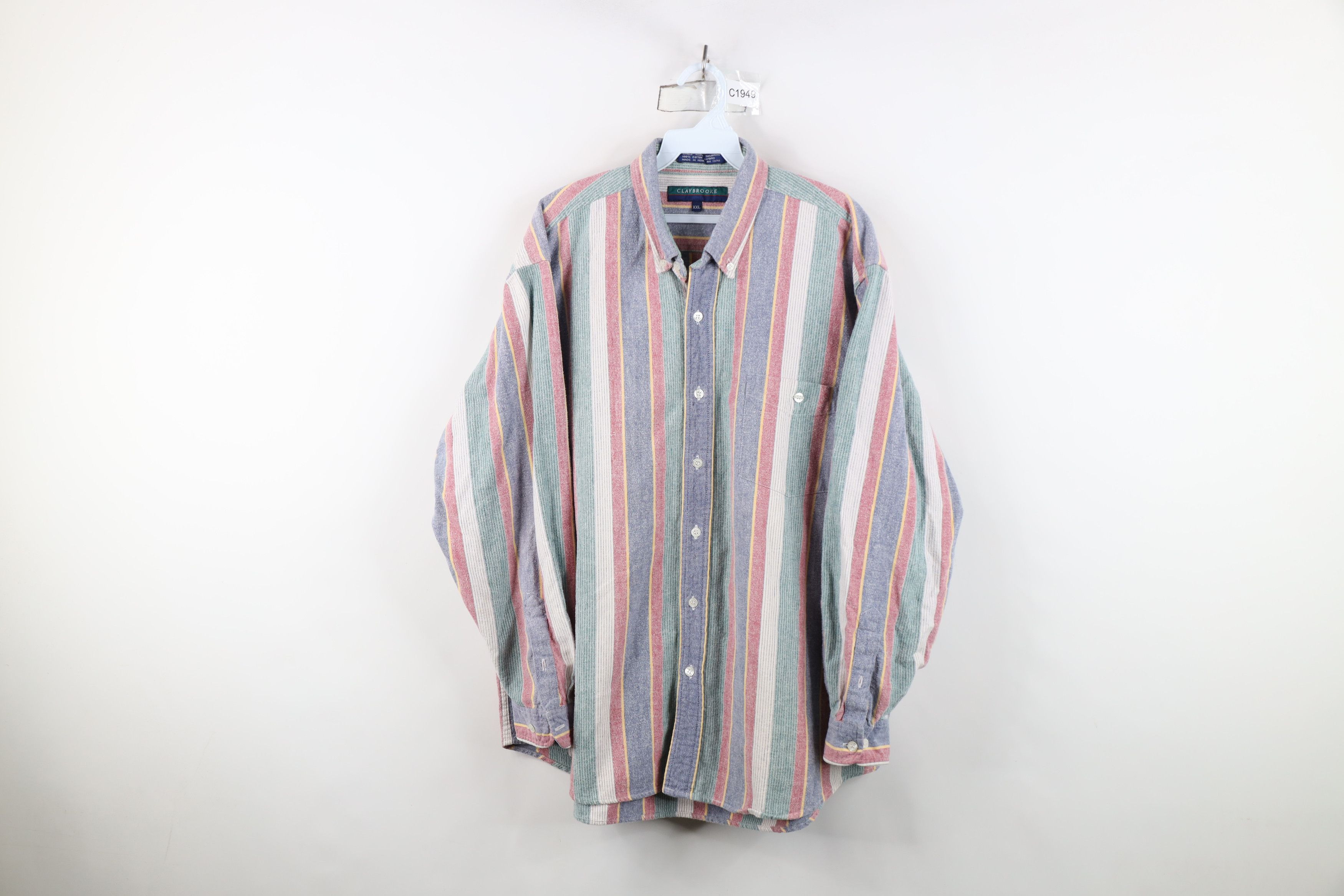 Vintage Vintage 90s Streetwear Striped Flannel Button Down Shirt Size US XXL / EU 58 / 5 - 1 Thumbnail