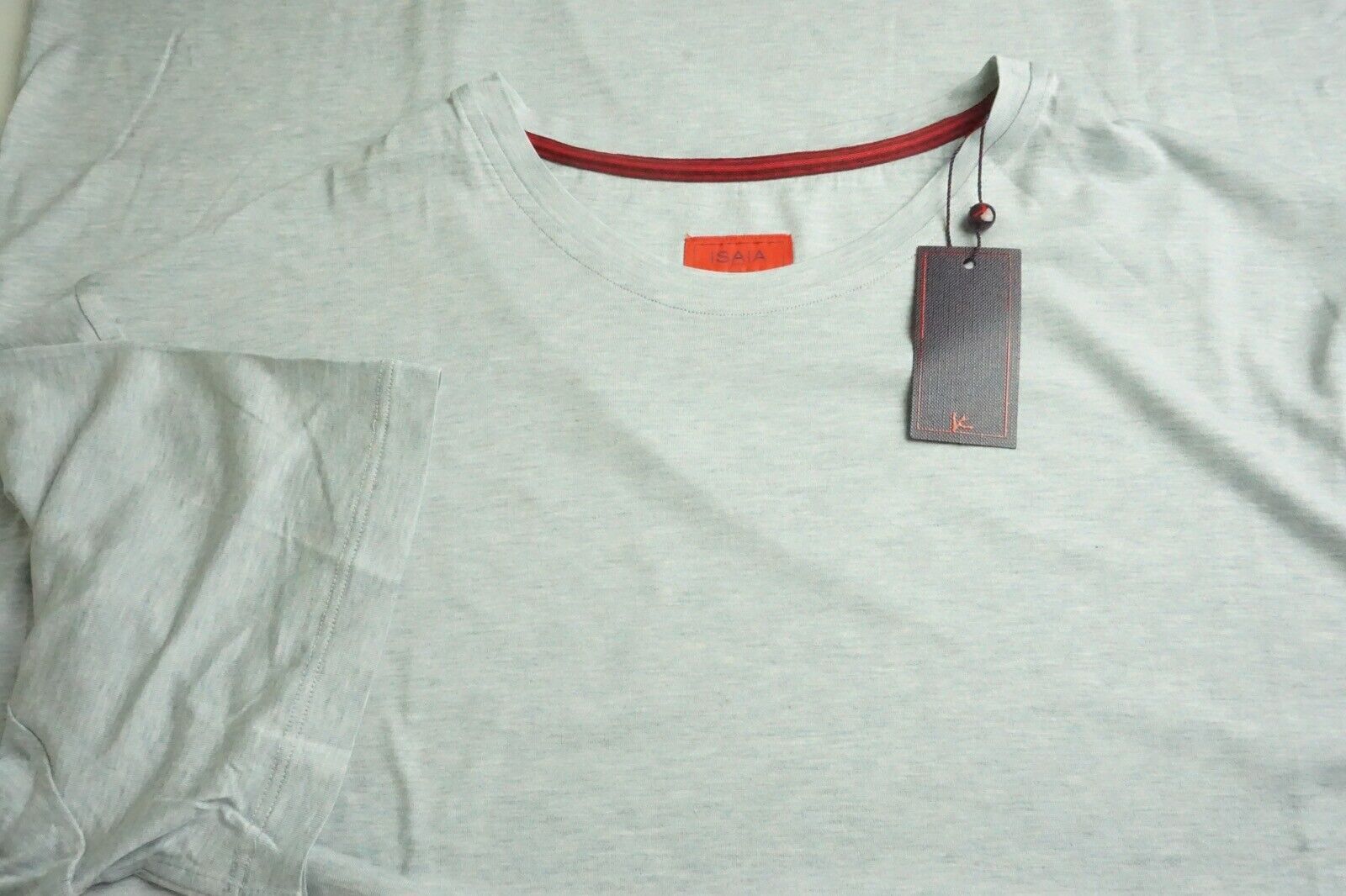 image of Isaia Napoli Maglia Jersey Gray Short Sleeve 100% Silk T Shi in Grey, Men's (Size 2XL)