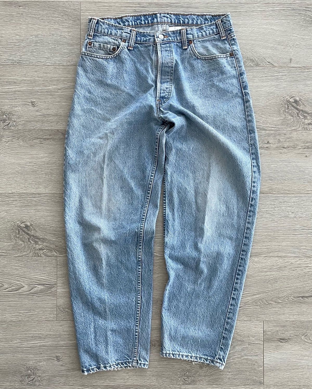 Levi's × Levi's Vintage Clothing × Vintage Vintage 80s Levis Black Tab Baggy Light Wash Jeans Straight Size US 34 / EU 50 - 3 Thumbnail
