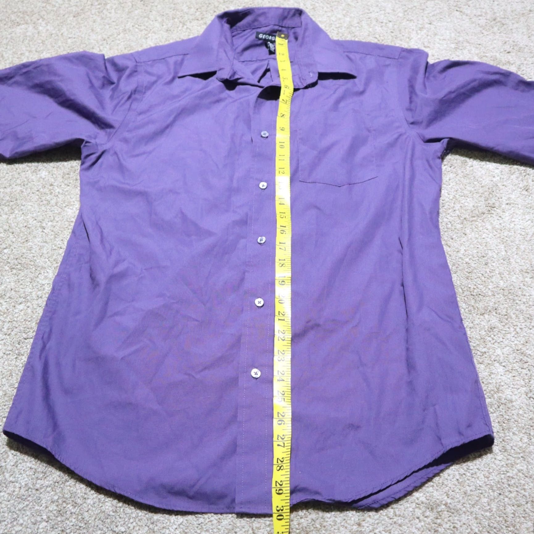 George George Button-Up Shirt Men's Size M Long Sleeve Casual Purple Cotton Size US M / EU 48-50 / 2 - 6 Thumbnail