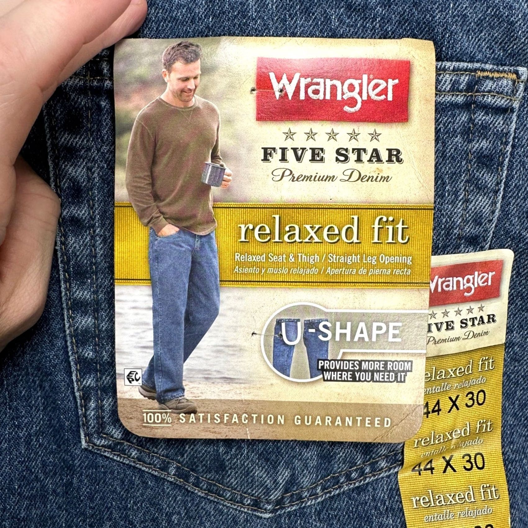 Wrangler Wrangler Jeans Mens Relaxed Fit 44X30 Blue Straight Denim 5 Pocket Pants NEW Size US 44 / EU 60 - 4 Thumbnail
