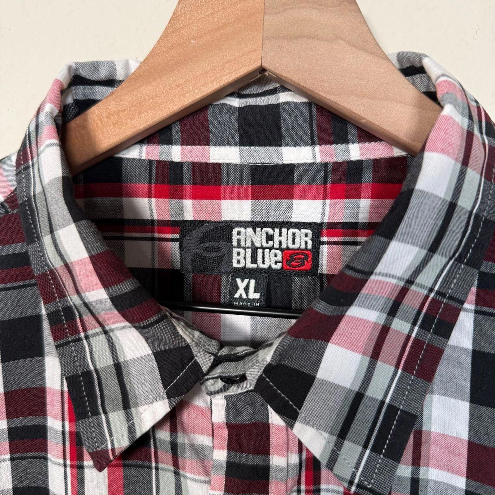 Anchor Blue Anchor Blue Shirt Men's XL Black Red Y2K Vintage Plaid Size US XL / EU 56 / 4 - 3 Thumbnail