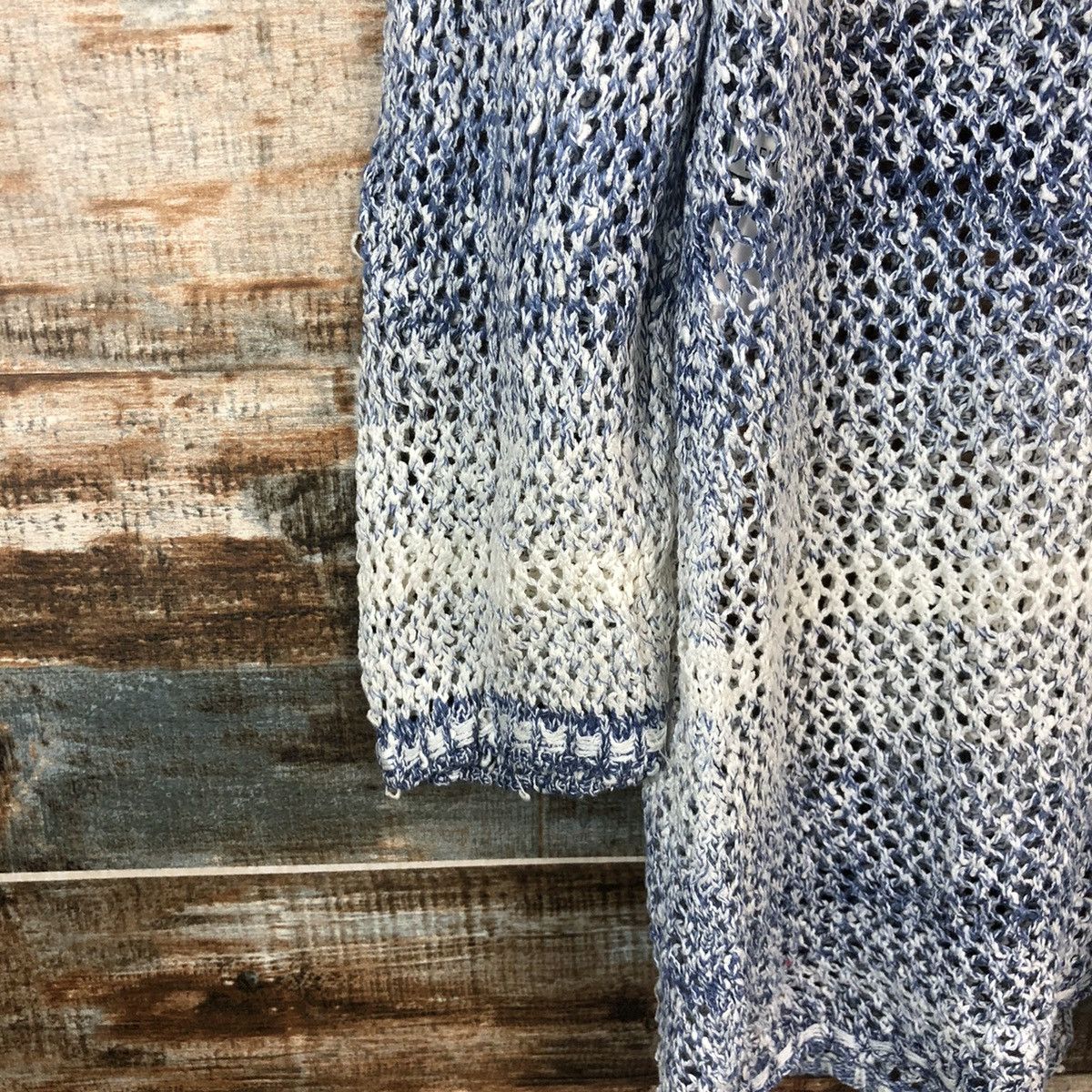 Japanese Brand Cinzia Caldi crochet meshnet Stripe Cardigan Knitwear #A2209 Size US XL / EU 56 / 4 - 20 Thumbnail