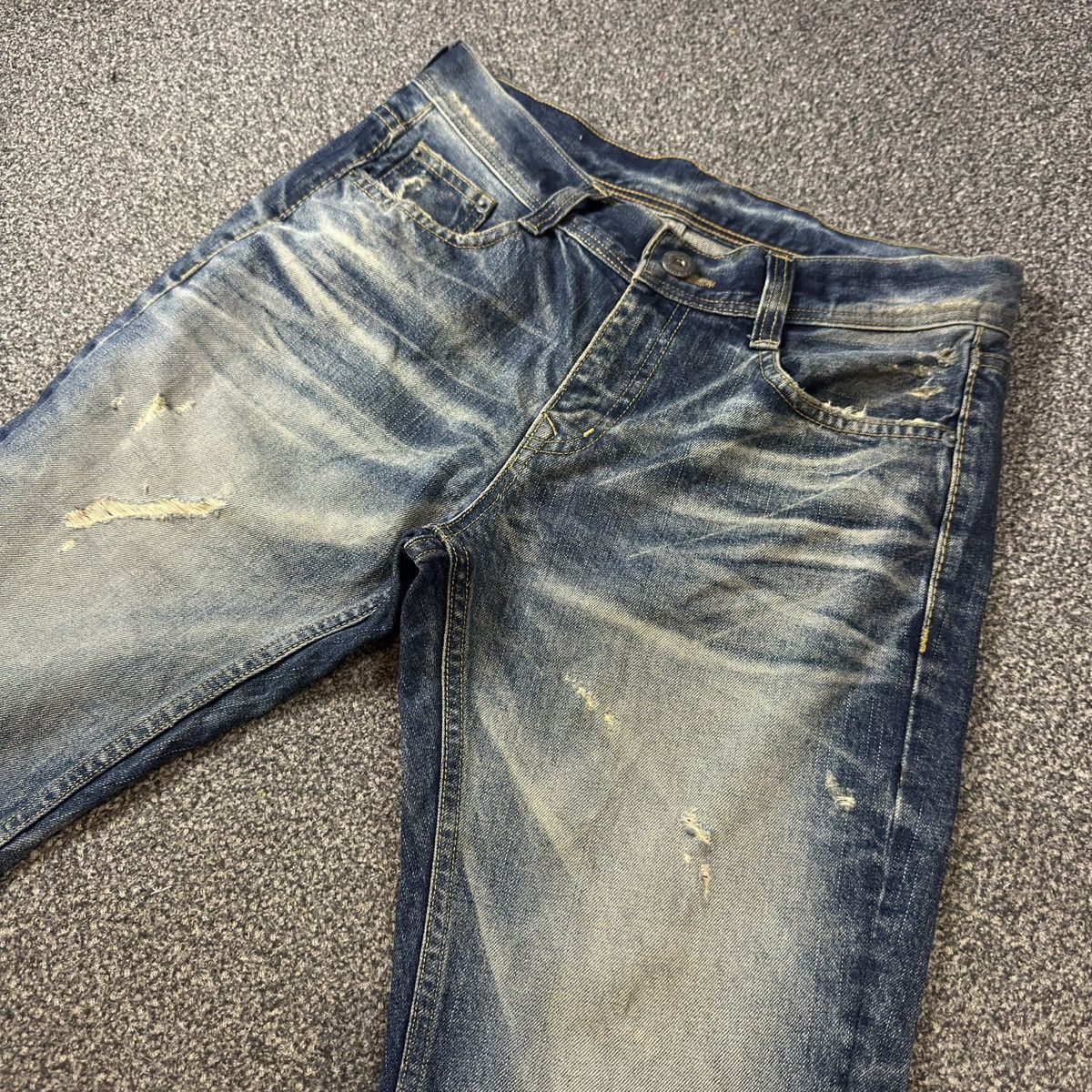 Tornado Mart Flared 🔥🇯🇵 Vintage 90s Diggity Distressed Whisker Jeans Denim Size US 32 / EU 48 - 4 Thumbnail