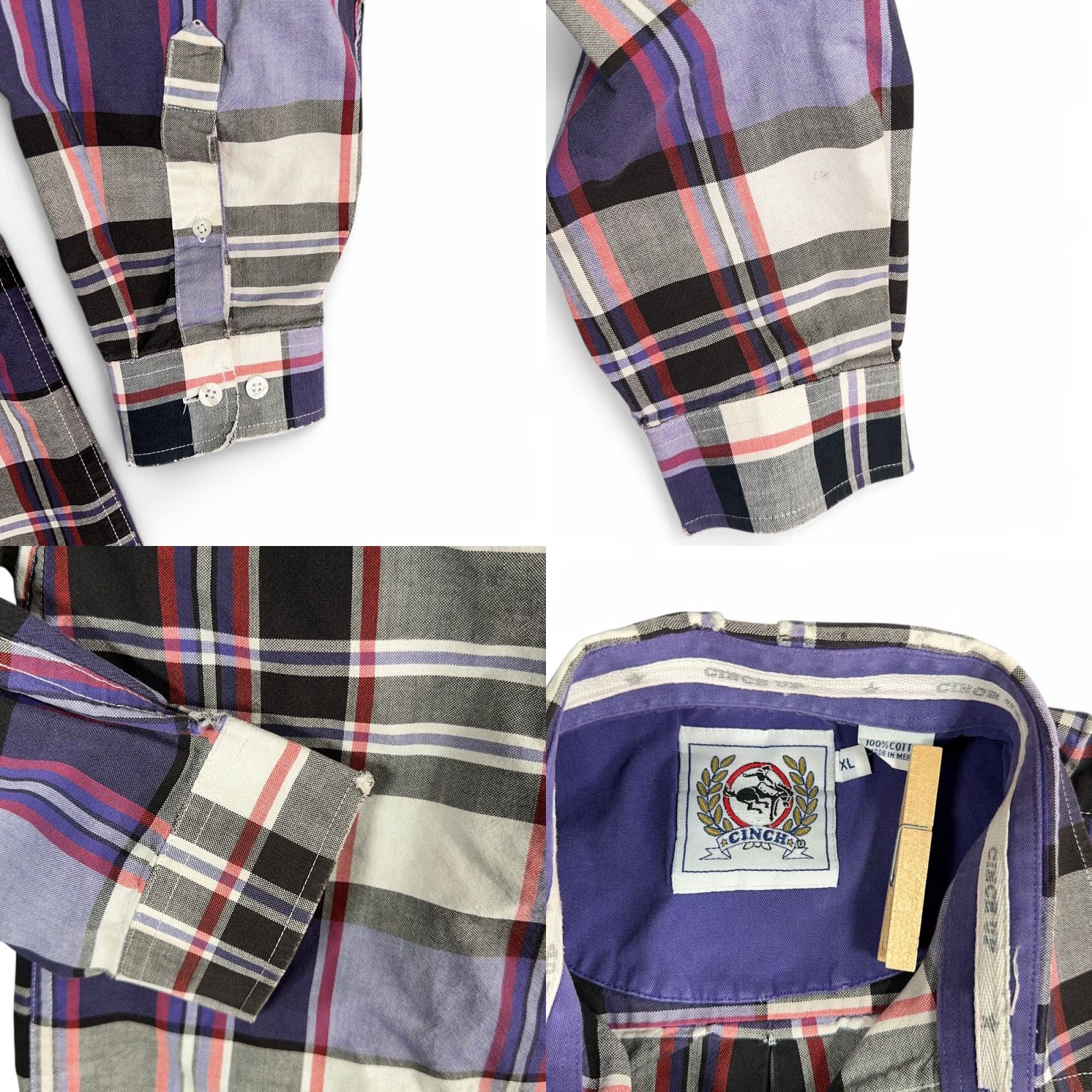 Vintage Cinch Western Shirt XL Adult Purple White Plaid Cowboy Work Shirt Size US XL / EU 56 / 4 - 8 Thumbnail