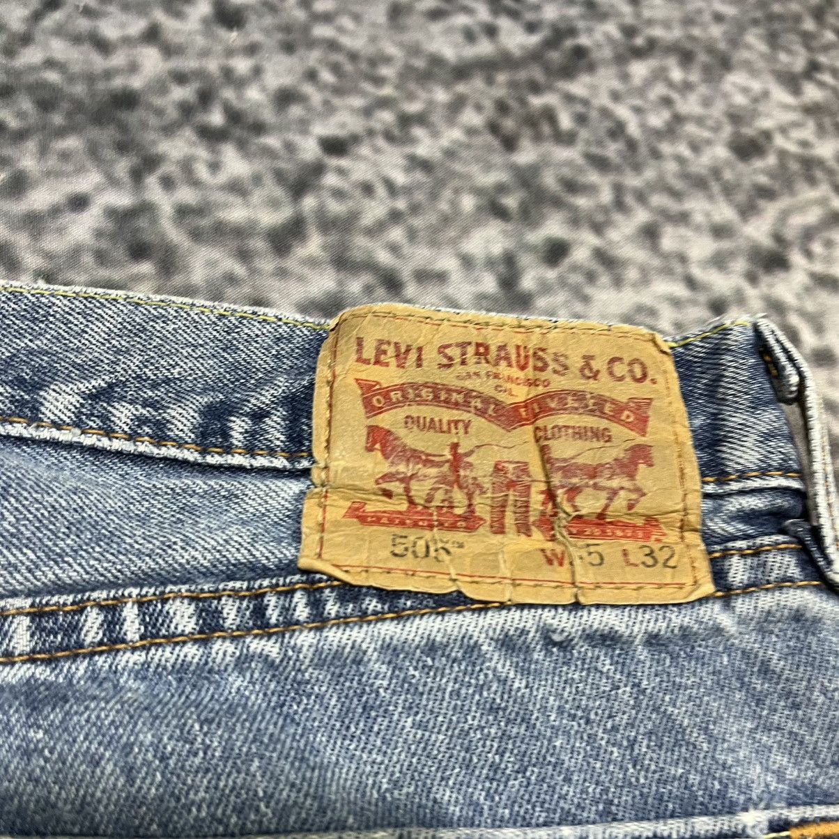 Levi's Vintage Levi's 505 Grunge Skater 2000s Blue Jeans 35x32 Size US 35 - 6 Thumbnail