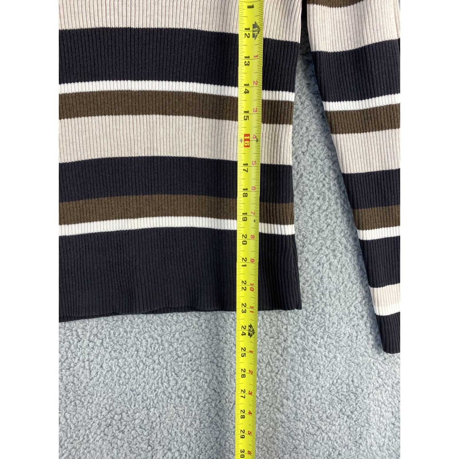 Croft & Barrow Croft & Barrow Women's Sweater Pullover Size M Tan & Cream Cotton Waffle-Knit High Neck Long Sleeve Size M / US 6-8 / IT 42-44 - 7 Thumbnail
