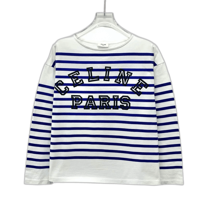 Celine Celine Striped Logo Long Sleeve T-Shirt Size S / US 4 / IT 40 - 1 Thumbnail