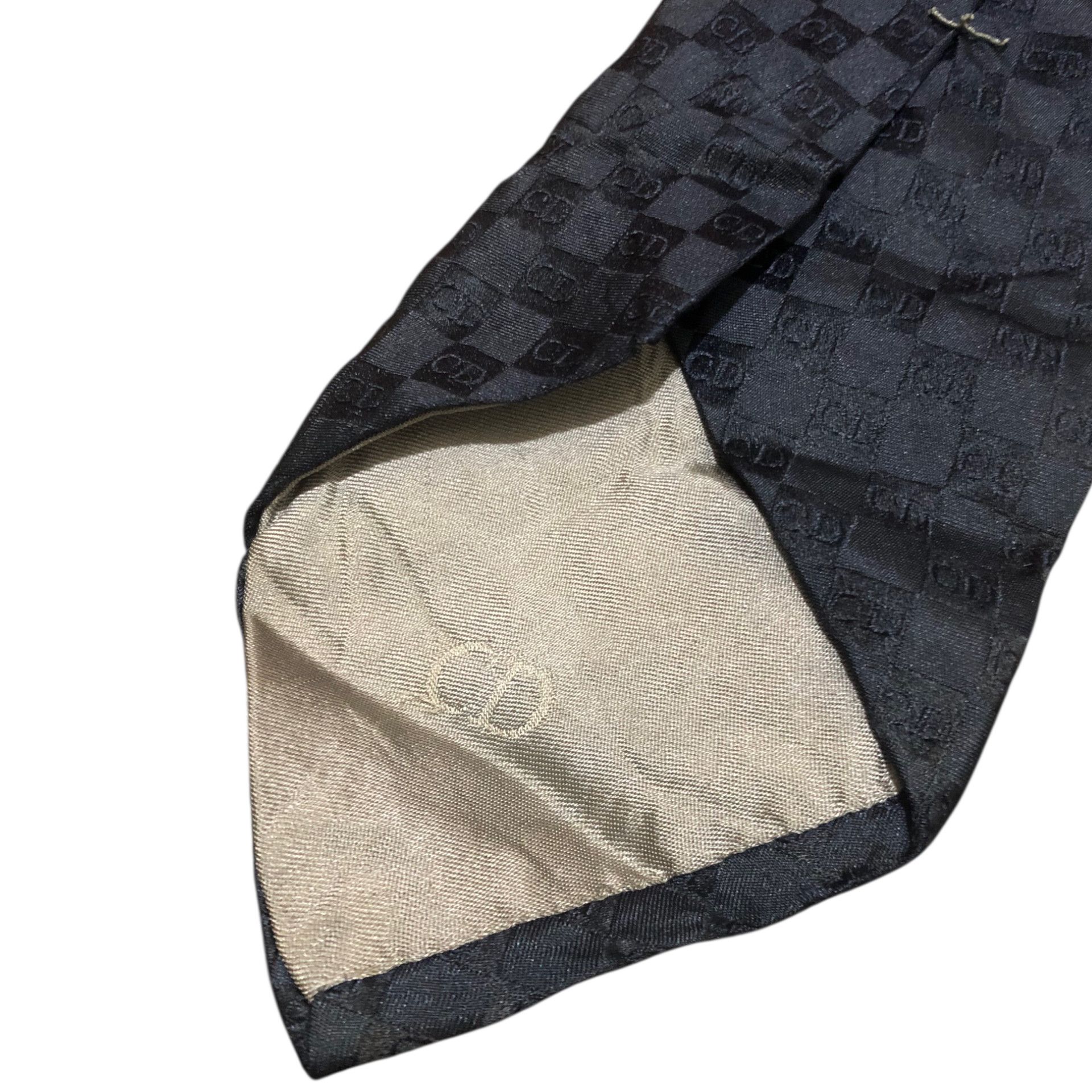 Dior 🔥DIOR HOMME Black Silk Jacquard Damier Monogram CD Tie Size ONE SIZE - 9 Thumbnail