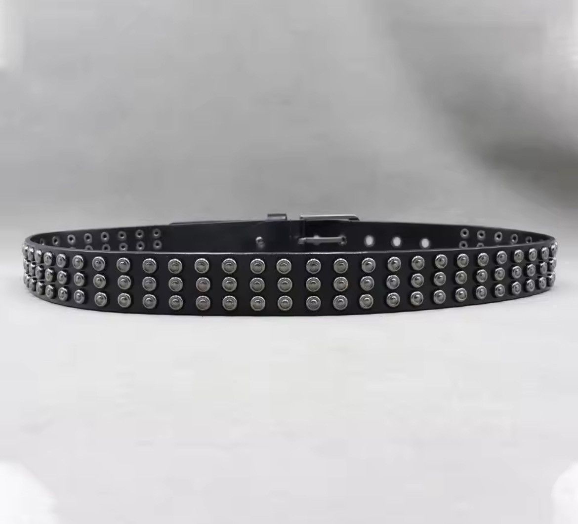 Japanese Brand × Vintage Men Round Head Spike Rivet Studded Leather Belt Size ONE SIZE - 5 Thumbnail