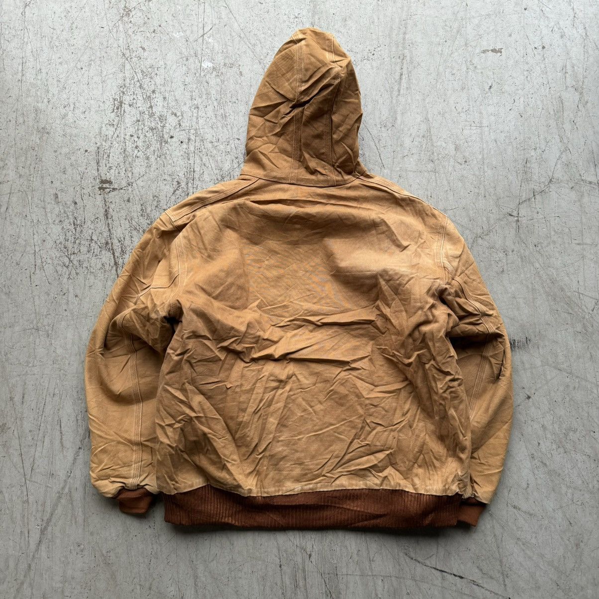 Carhartt × Vintage Vintage Carhartt Tan Faded Distressed Jacket Hooded Size US XL / EU 56 / 4 - 4 Thumbnail