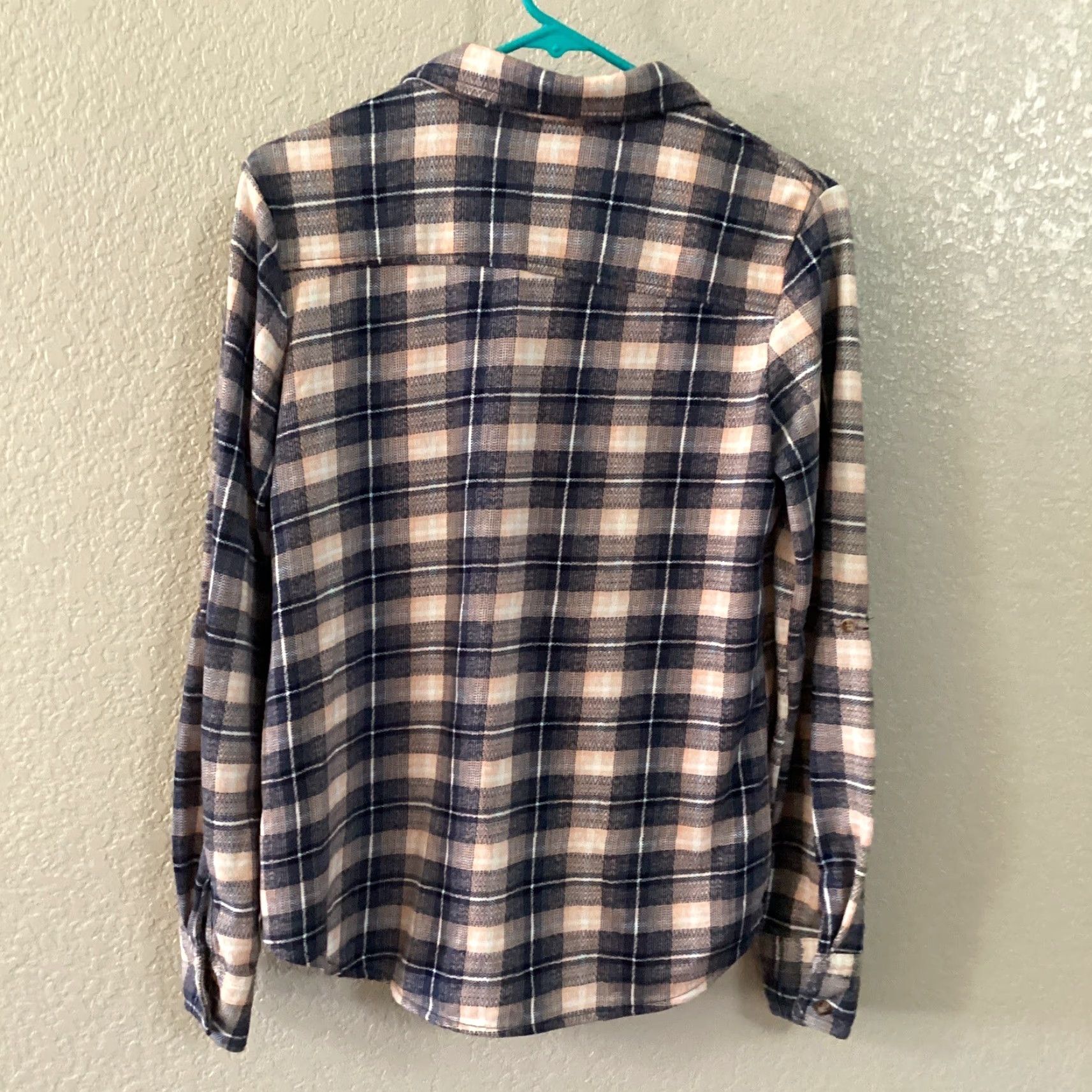 Vintage Eden & Olivia Shirt Women S Blue Plaid Button Up Roll Tab Long Sleeve Size S / US 4 / IT 40 - 2 Thumbnail
