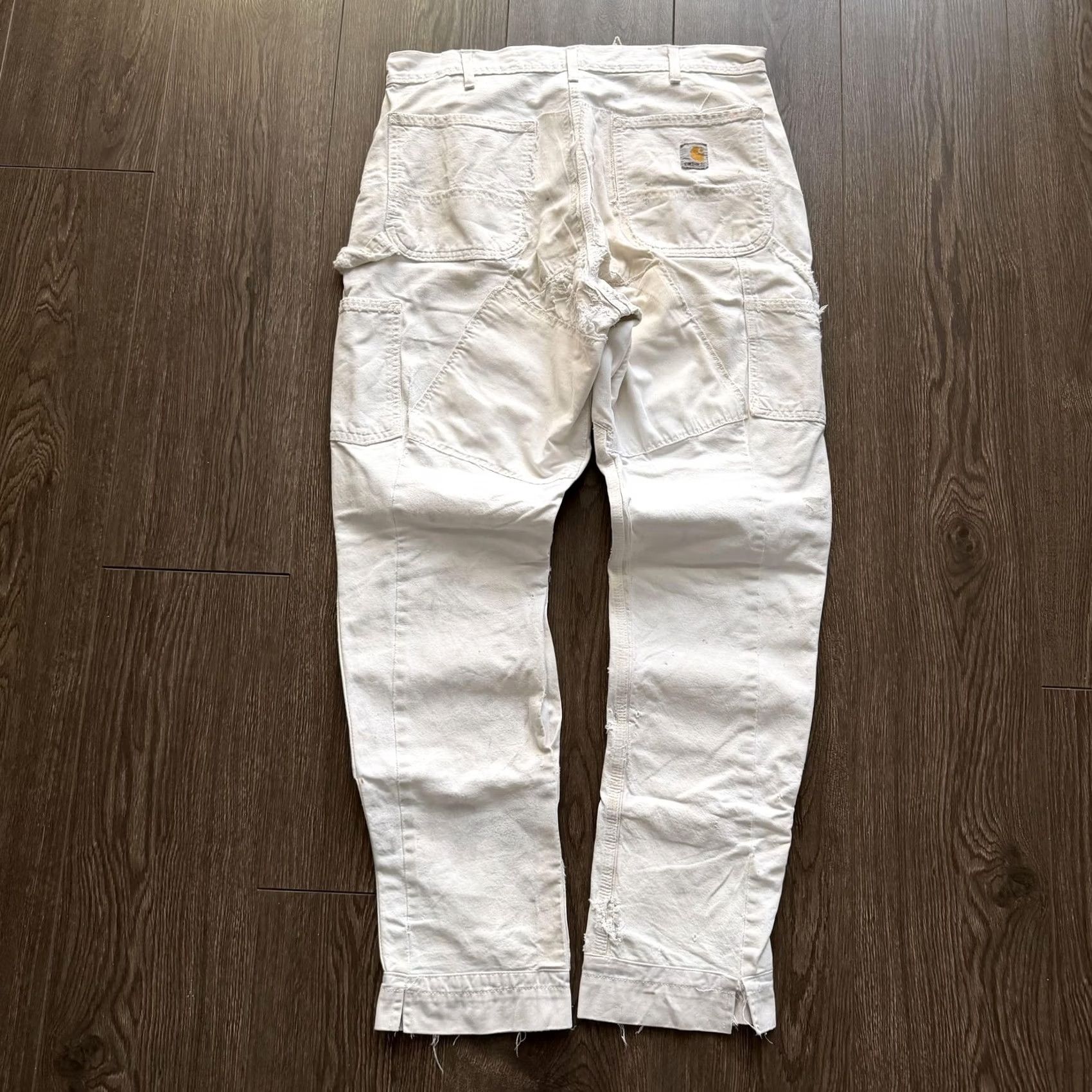 Carhartt VINTAGE Carhartt Painter Pants 34x30 White Canvas Distressed Double Knee Carpenter Workwear Mens Pants Size US 34 / EU 50 - 2 Thumbnail
