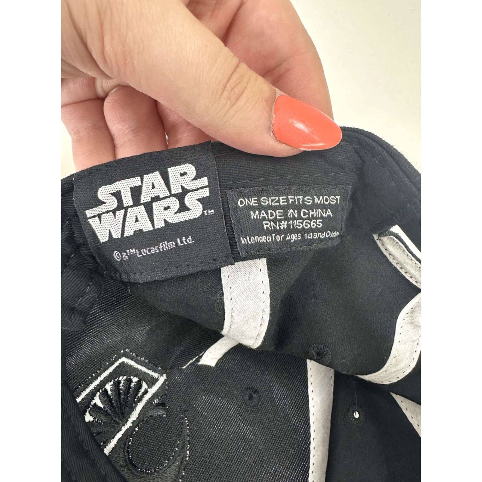 Star Wars Star Wars Snapback Hat Black Embroidered Logo Printed Brim One Size Fits All Men Snapback 90s Theme Adjustable Size ONE SIZE - 3 Thumbnail