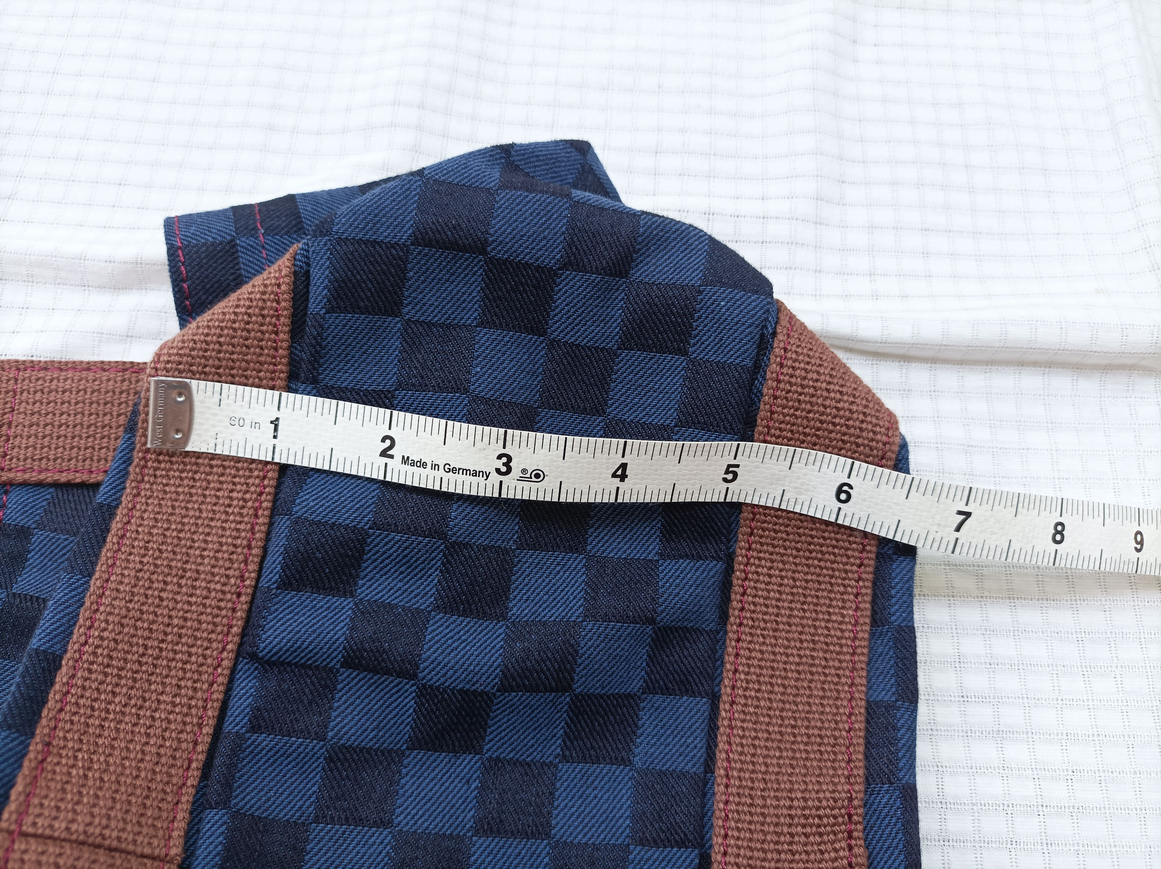 Japanese Brand (B56) Kurashiki Ogino Hanpu Navy Blue Check Cotton Hand Bag Size ONE SIZE - 13 Thumbnail