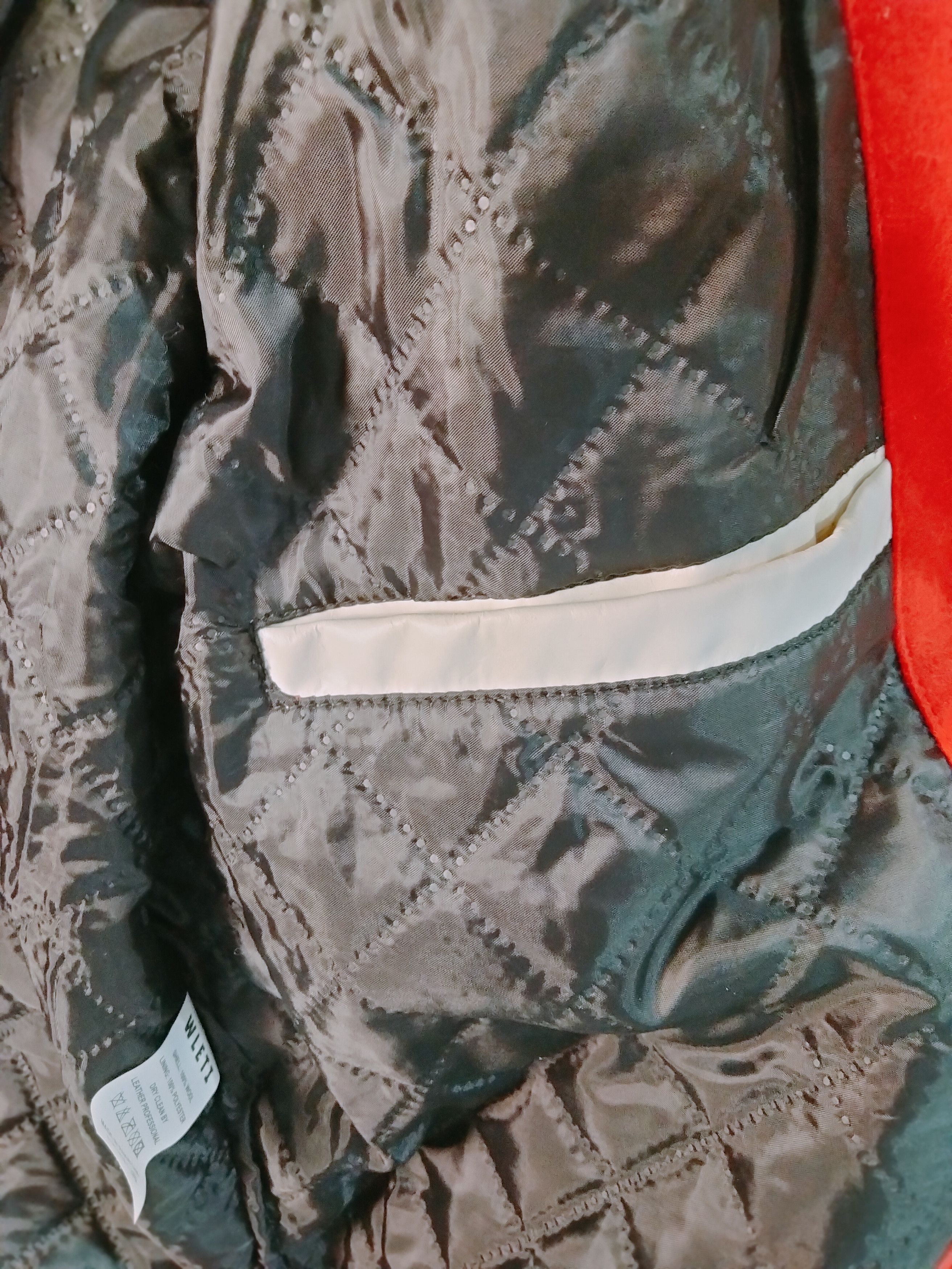 Vintage WLETI Red & Light Cream Varsity Jacket with Leather Sleeves Size US M / EU 48-50 / 2 - 5 Thumbnail