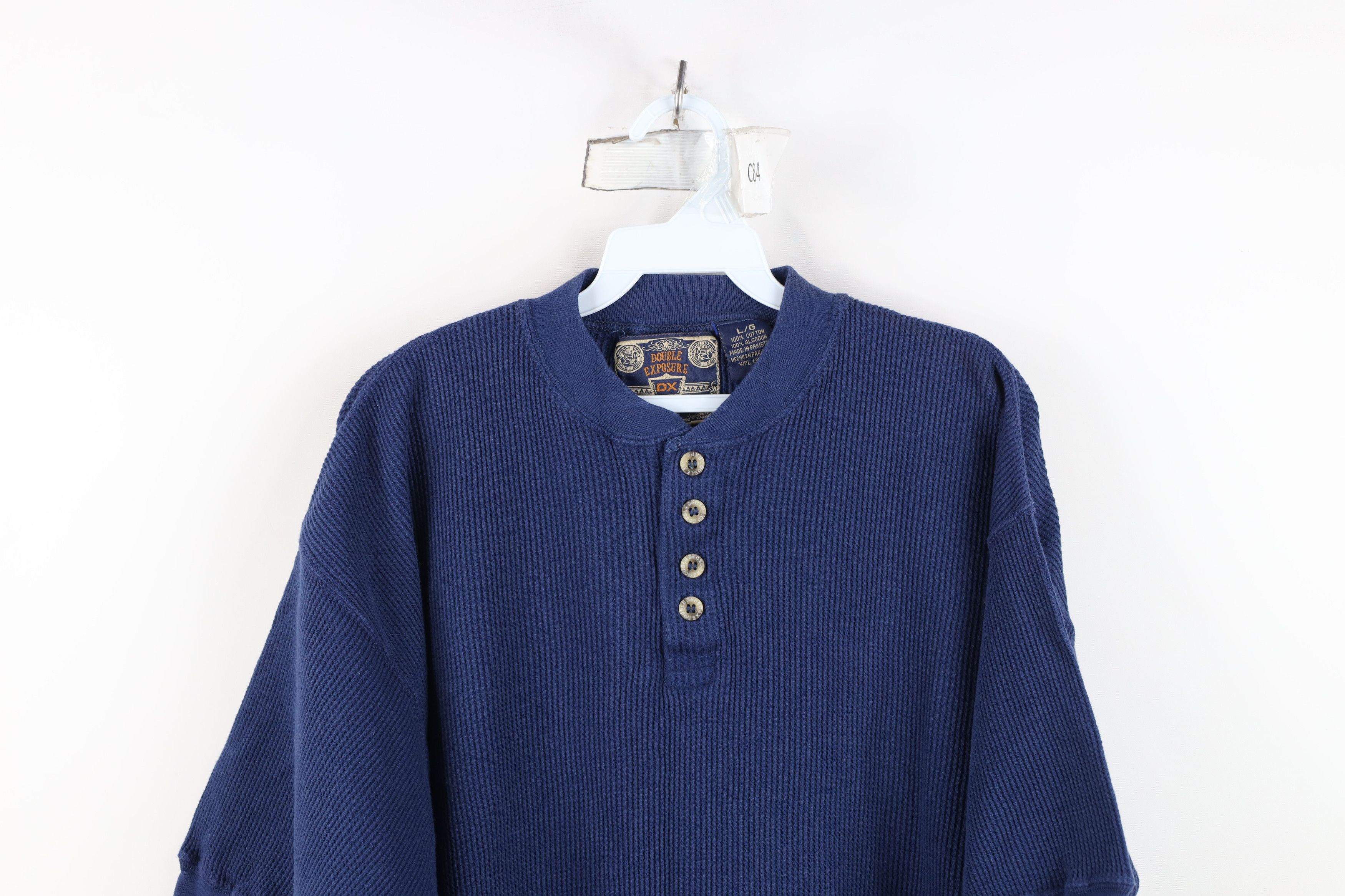 Vintage Vintage 90s Streetwear Thermal Waffle Knit Henley T-Shirt Size US L / EU 52-54 / 3 - 2 Thumbnail