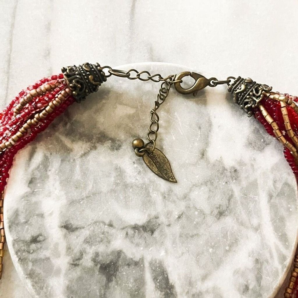 Coldwater Creek Coldwater Creek Layered Seed Beaded Necklace Red Size ONE SIZE - 3 Thumbnail