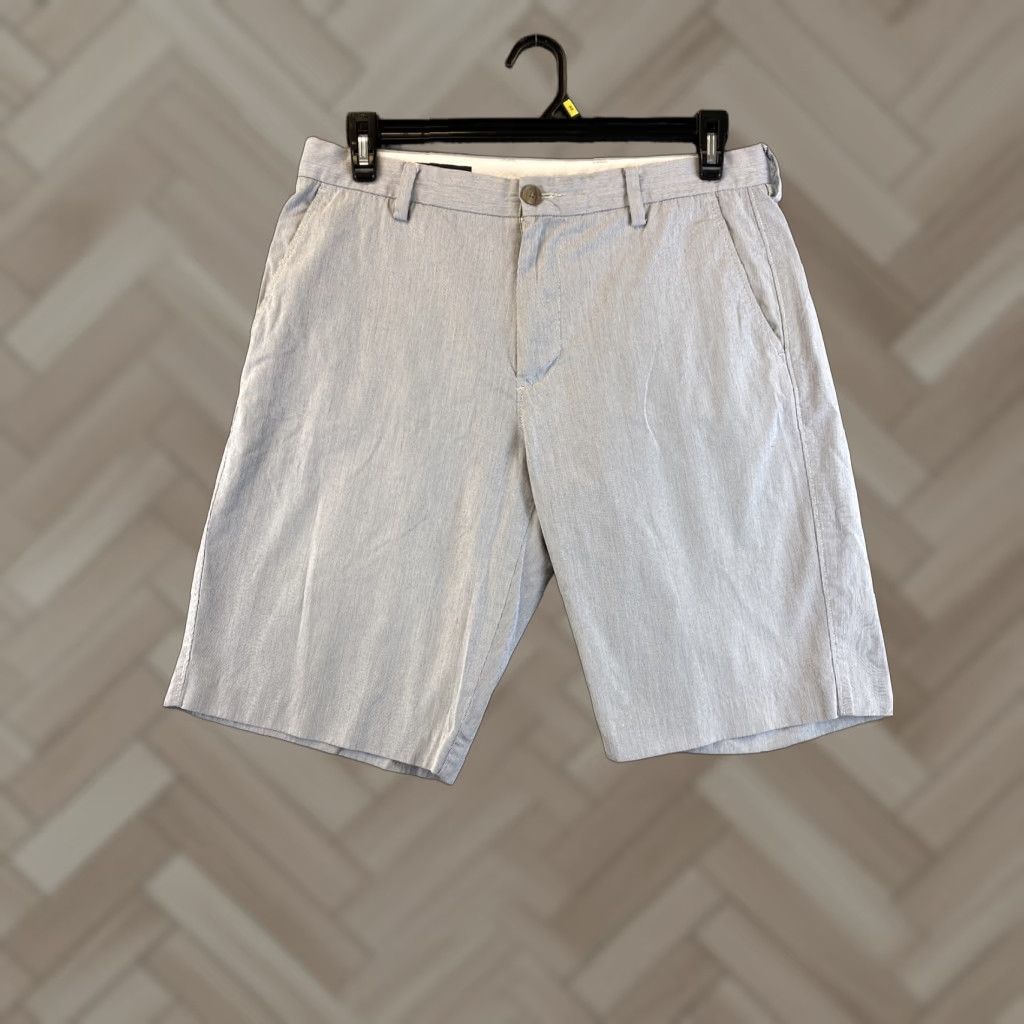 J.Crew JCrew Shorts Men 33 Bermuda Cotton Striped Inseam 9in Gray Blue 90s Casual Mens Size US 33 - 1 Thumbnail
