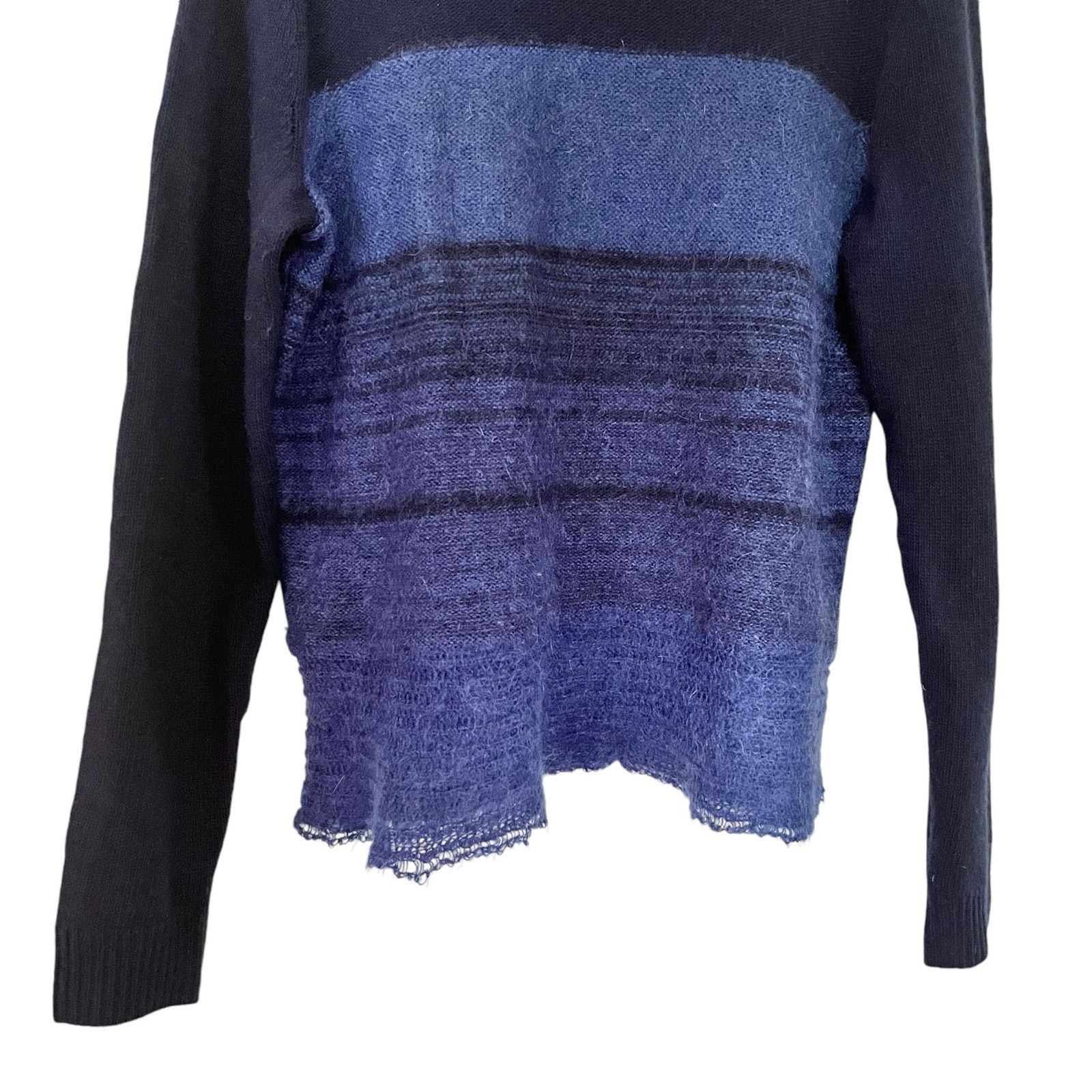 Rebecca Taylor Rebecca Taylor Knit Cowl Neck Fringe‎ Hem Blue Sweater Size S / US 4 / IT 40 - 4 Thumbnail
