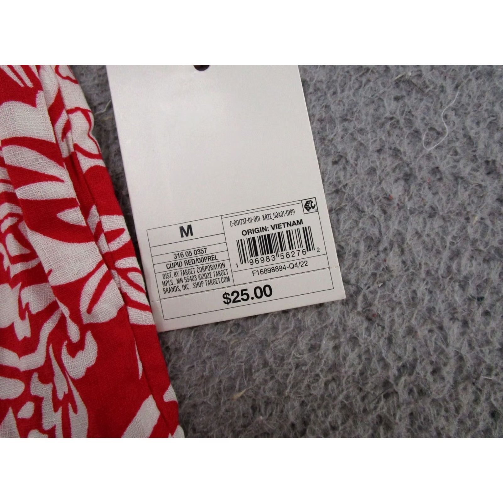 Vintage Knox Rose Skirt Short A-Line Elastic Waist Red White Floral Tropical Beach Bohemian 90s Ladies Size M Womens Size 32" / US 10 / IT 46 - 3 Thumbnail