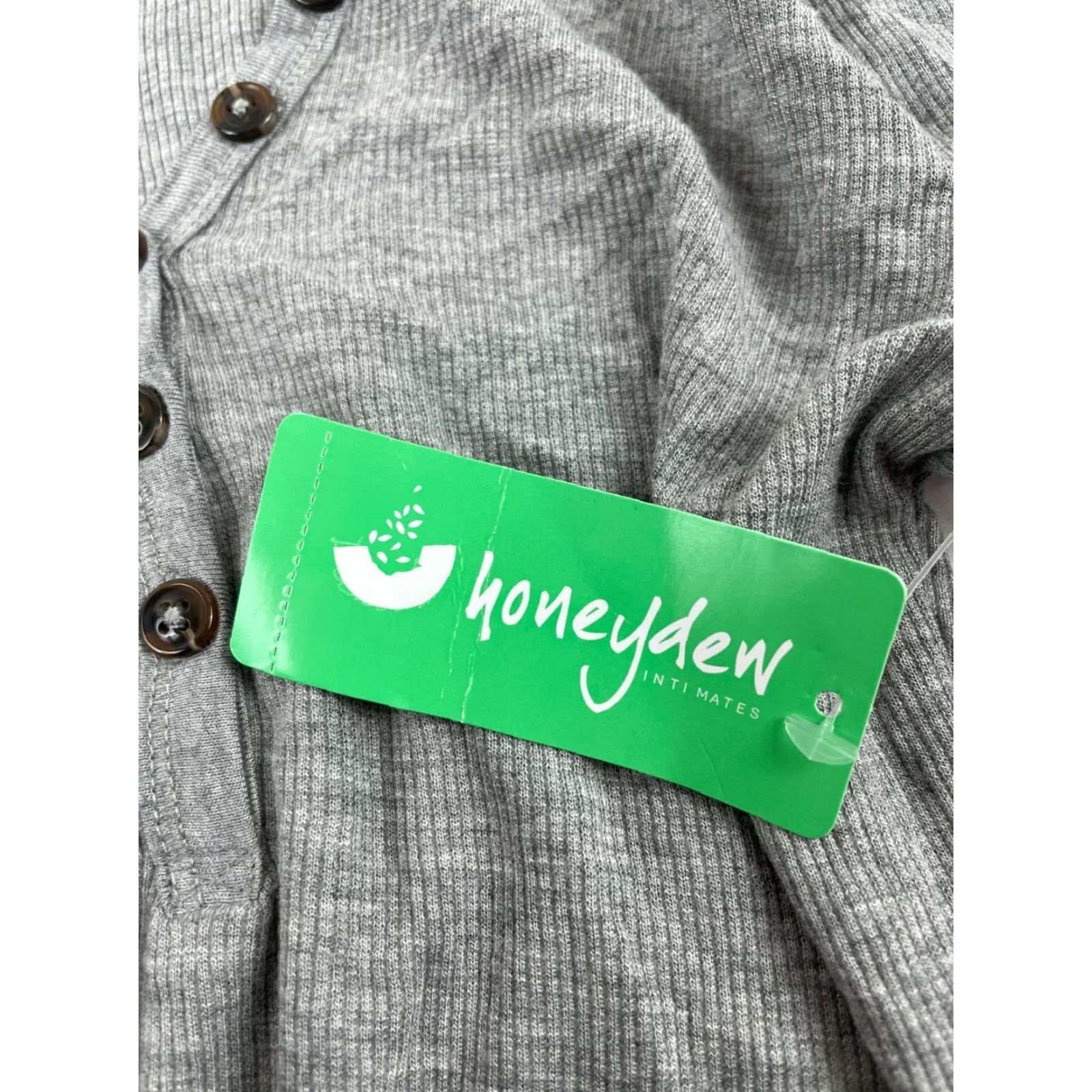 Vintage Honeydew Intimates Blouse Women's Size XS Gray V-Neck 1/4 Button Up Long Sleeve NWT Size XS / US 0-2 / IT 36-38 - 6 Thumbnail