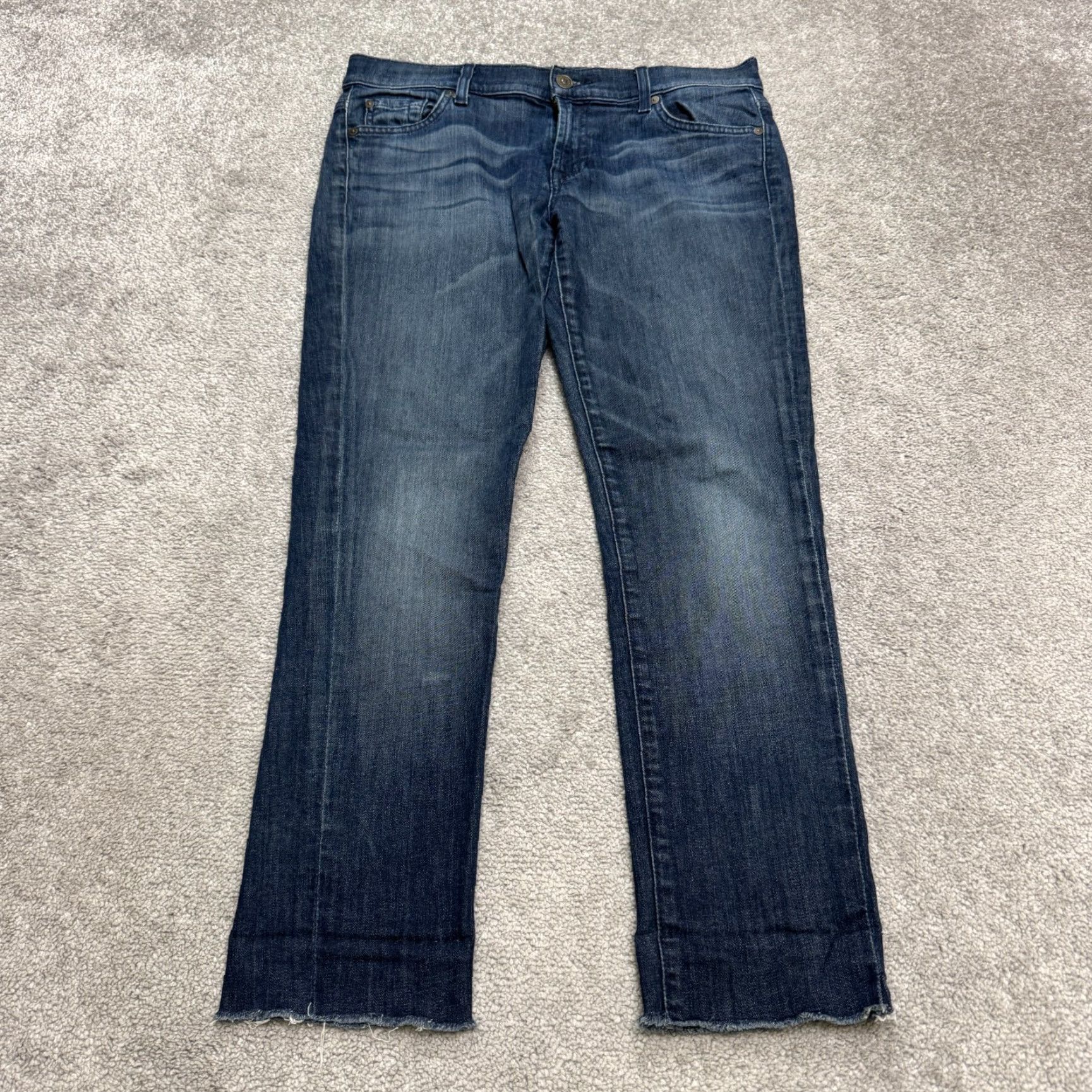 7 For All Mankind 7 For All Mankind Roxanne Straight Leg Ankle Denim Jeans Womens Blue 29 Mid Rise Jeans Size 29" - 2 Thumbnail