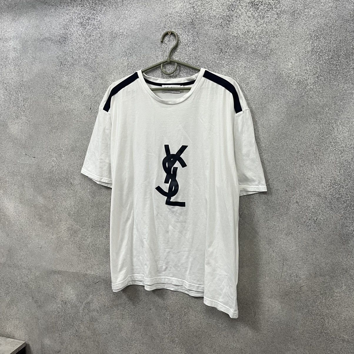 Yves Saint Laurent Vintage YSL Yves Saint Lauren T-Shirt Big Logo White Size US XL / EU 56 / 4 - 6 Thumbnail