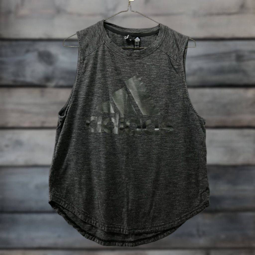 Logo 7 ADIDAS Tank Shirt Womens S Dark Gray Logo Crewneck Sleeveless Tee Relaxed Fit Casual Activewear Shirts Womens S Gray Logo Tee Size S / US 4 / IT 40 - 1 Thumbnail
