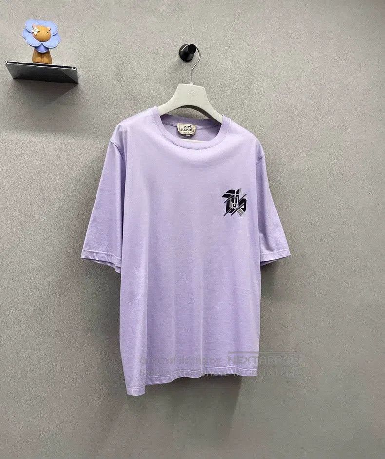 Hermes Hermes Purple embroidered short-sleeved shirt Size M / US 6-8 / IT 42-44 - 3 Thumbnail