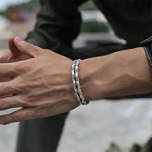 Sterling Silver Double Layer Bamboo Bracelet Size ONE SIZE - 3 Thumbnail