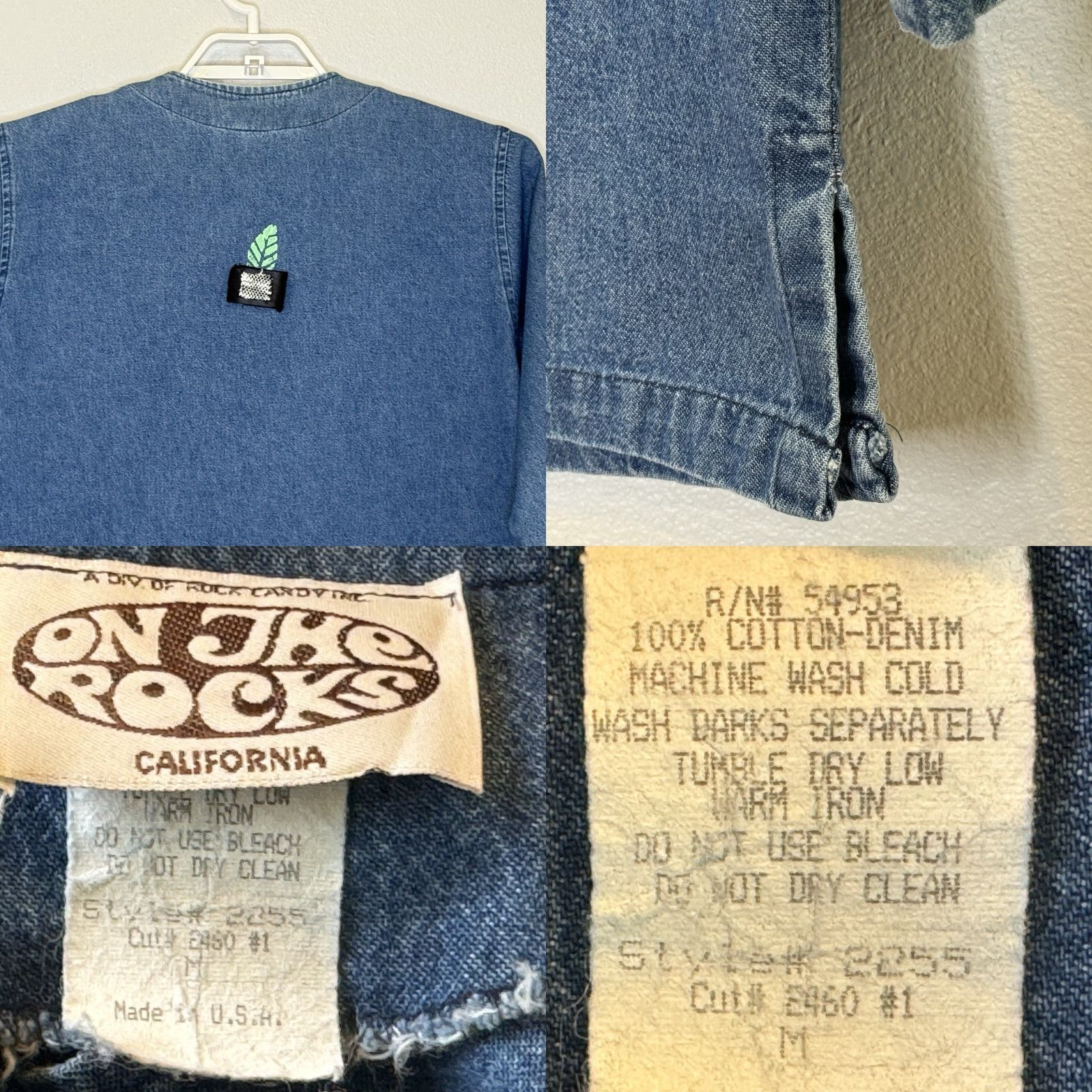 Vintage VINTAGE On the Rocks Womens Artsy Jean Jacket Medium Button Front Collarless USA Denim Jacket Blue 20" Armpit to Armpit 28" Length Mens Girls Womens Size 32" / US 10 / IT 46 - 8 Thumbnail