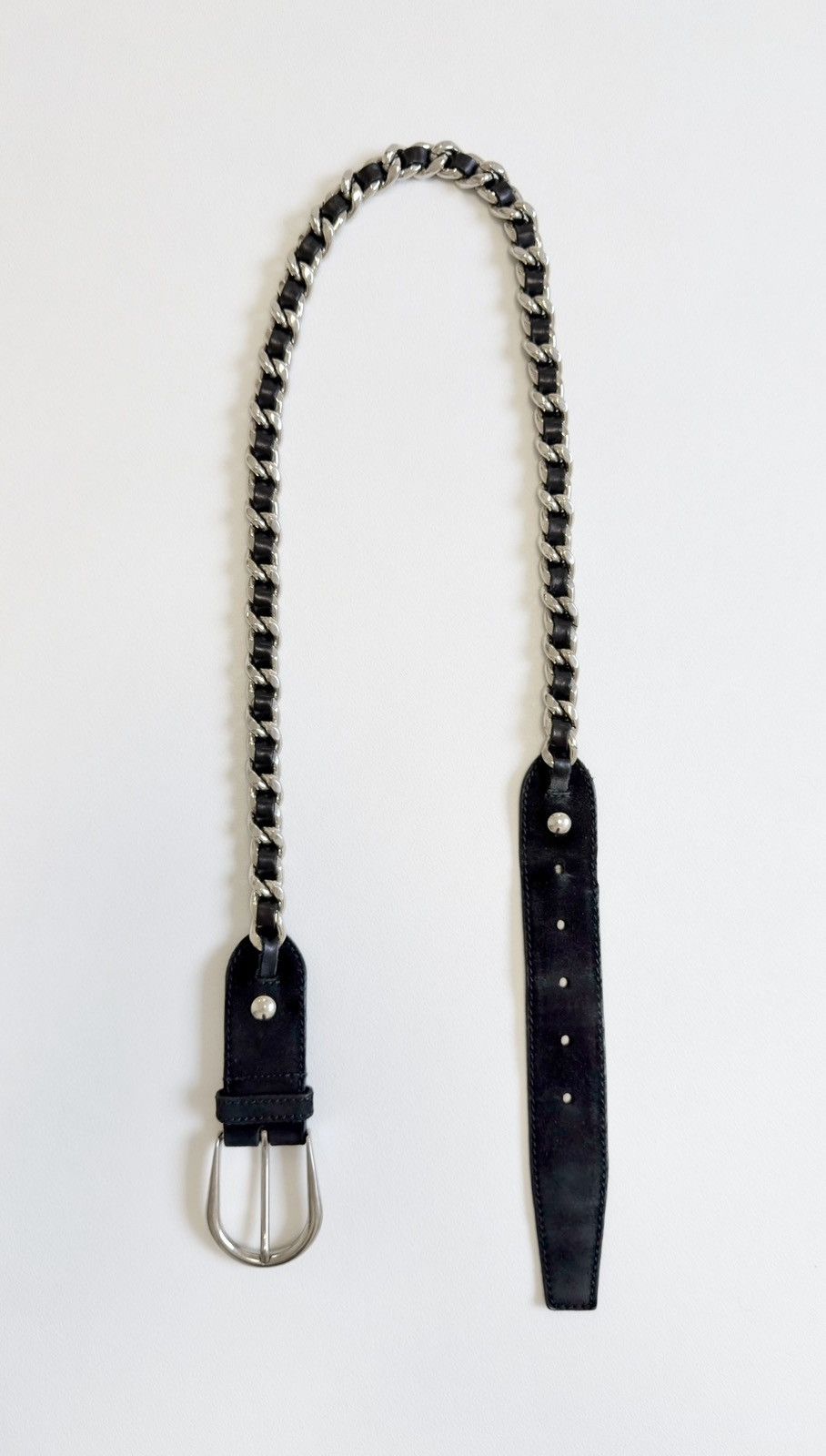 Miu Miu Early 2000s Black Suede Metal Chain Belt Size ONE SIZE - 3 Thumbnail