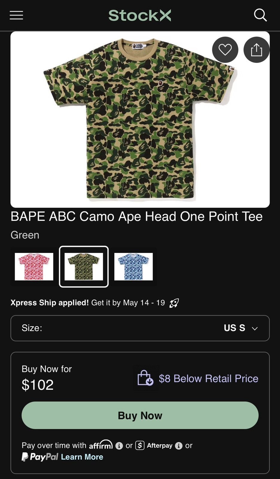 Bape Bape ABC Camo Ape Head One Point Tee (S) Size US S / EU 44-46 / 1 - 18 Thumbnail