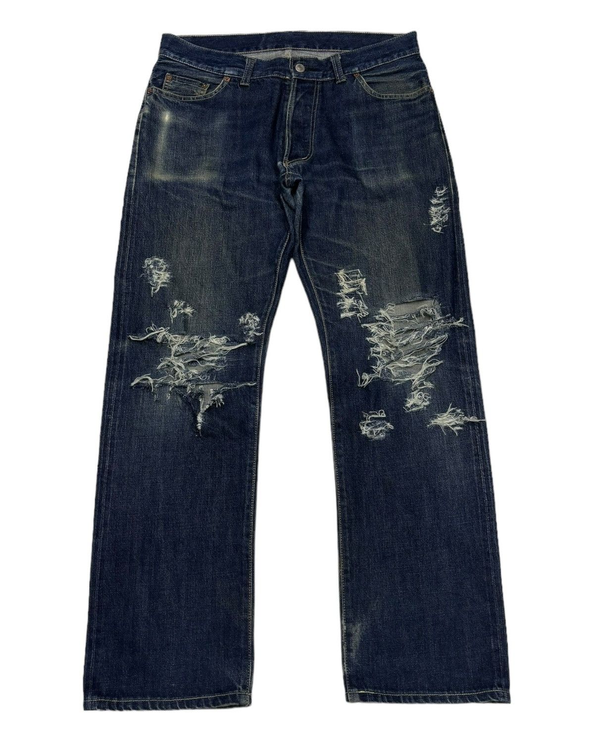 In The Attic 🔥VINTAGE IN THE ATTIC DISTRESS RIPS CUSTOM MADE DENIM JEANS Size US 34 / EU 50 - 1 Thumbnail