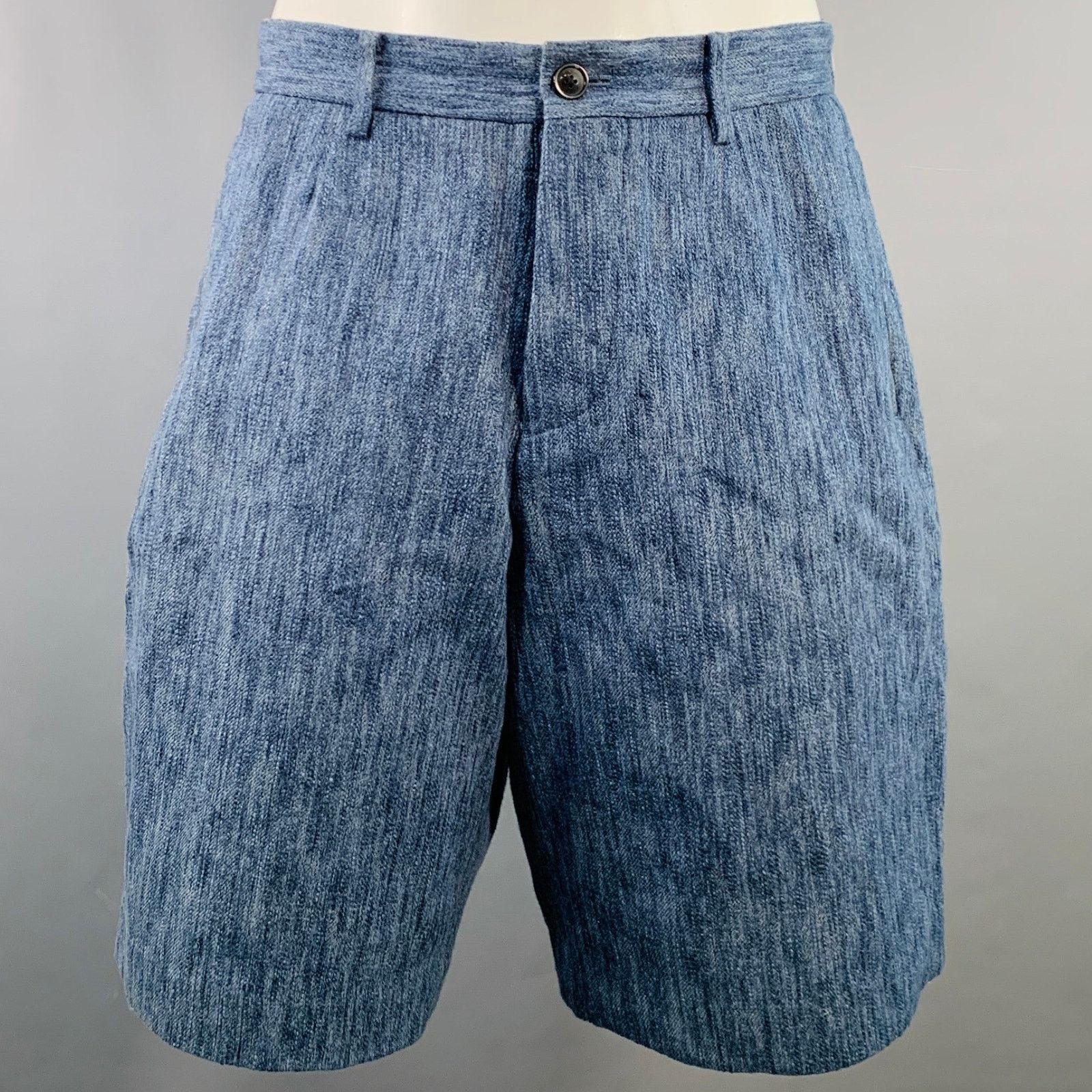 Tomorrowland TOMORROWLAND Indigo Cotton Slubby Twill Button Fly Shorts Size US 36 / EU 52 - 1 Thumbnail